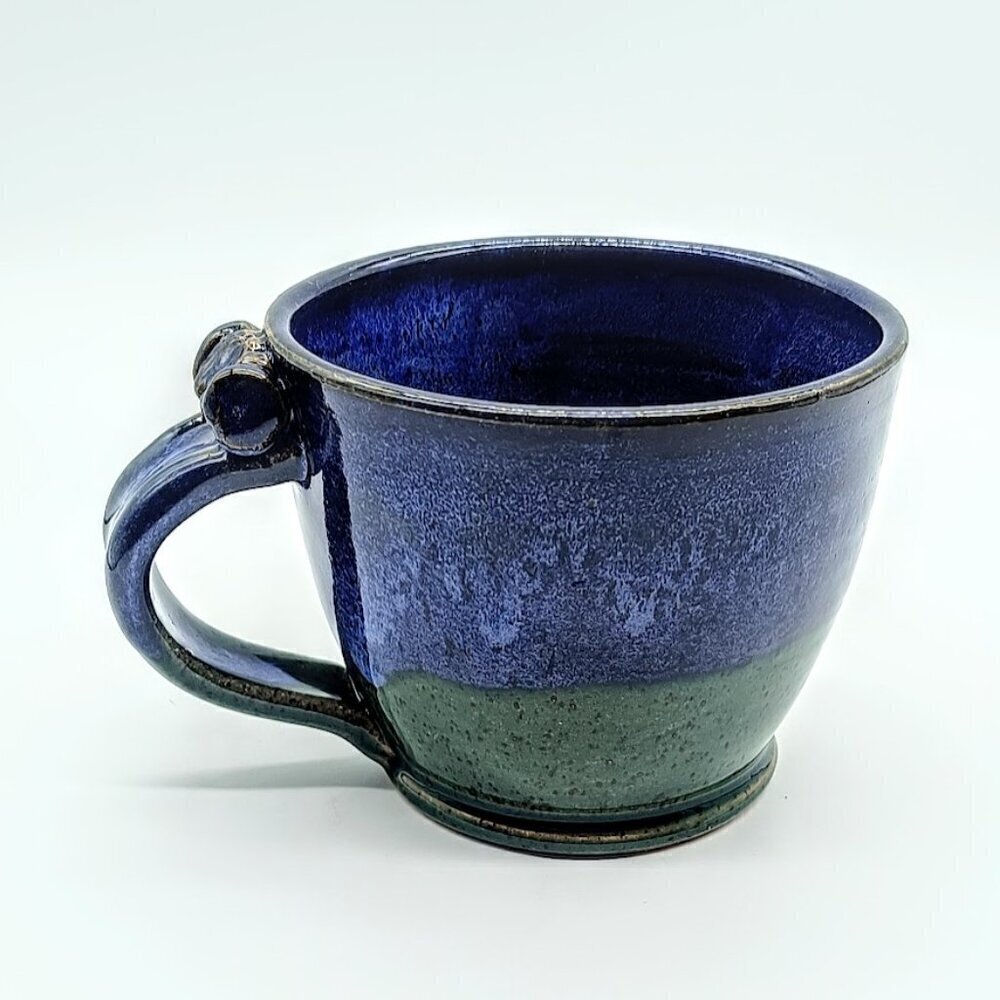 Studio Art Pottery Blue Green Drip Glazed Ceramic Mug